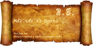 Mátéfi Betti névjegykártya